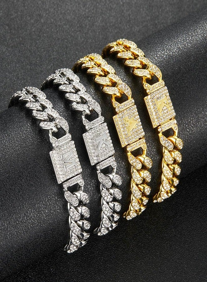 Jacruces Custom Cuban Link Initial Bracelet for Men Womens Gold Silver Bracelet Hip Hop Mens Jewelry Iced Out Chain Bracelet Bling Bracelets for Women Gifts for Boyfriend Men Husband - Image 4
